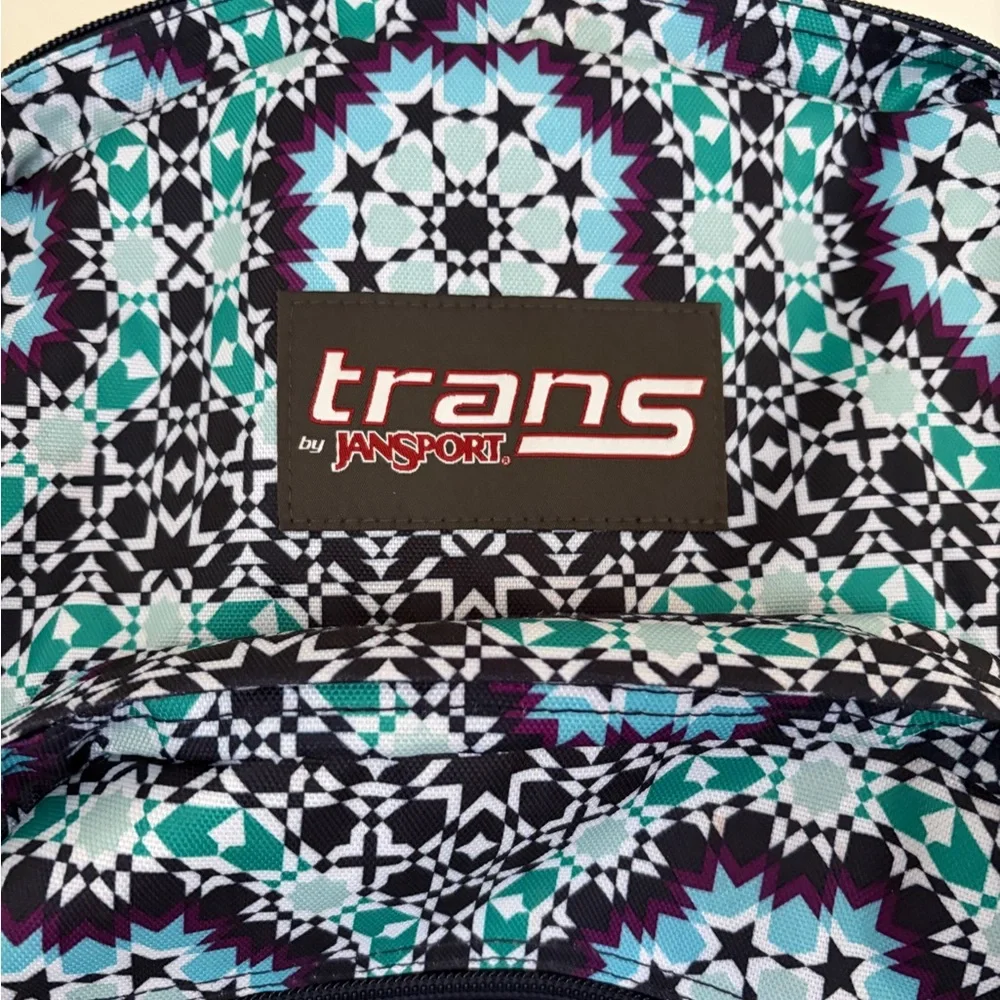 Jansport Trans Blue and Black Geometric Backpack
